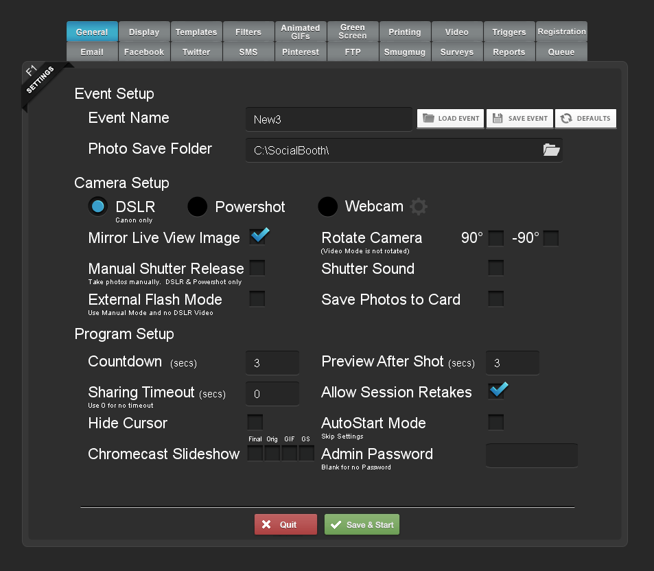 social booth two template layout selection
