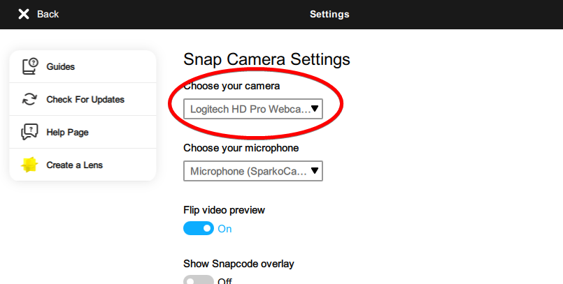 Snap Camera Settings for Social Booth Photo Booth Software